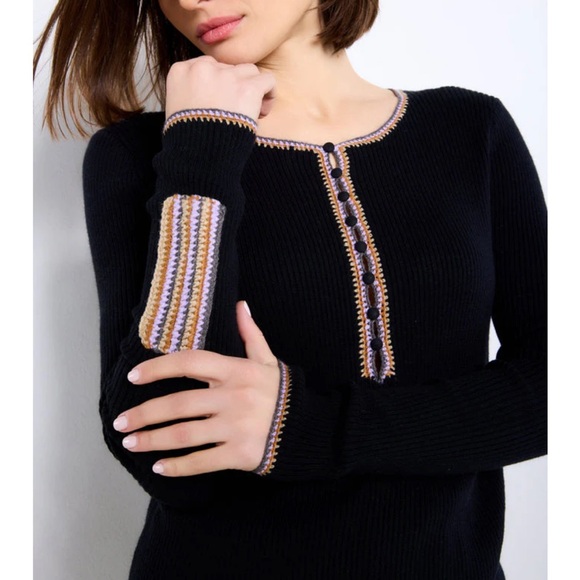 Lisa Todd Patch Match Henley top black size small - Picture 10 of 10